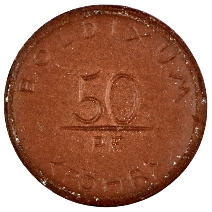 1920 German Stadt, Weimar Republic [Boldixum auf Föhr] Porcelain 50 Pfennig , 40k Minted