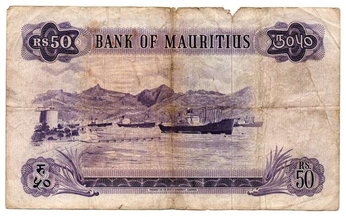 1967 Mauritius 50 Rupees Signature 4 Pick#33c, edge tear