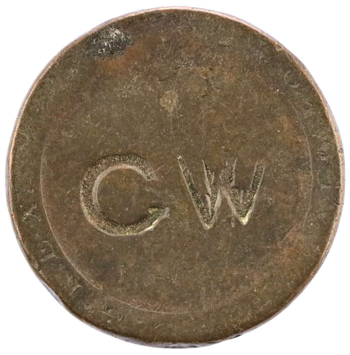 1797 Great Britain Cartwheel Penny with Unknown `CW` Counterstamp