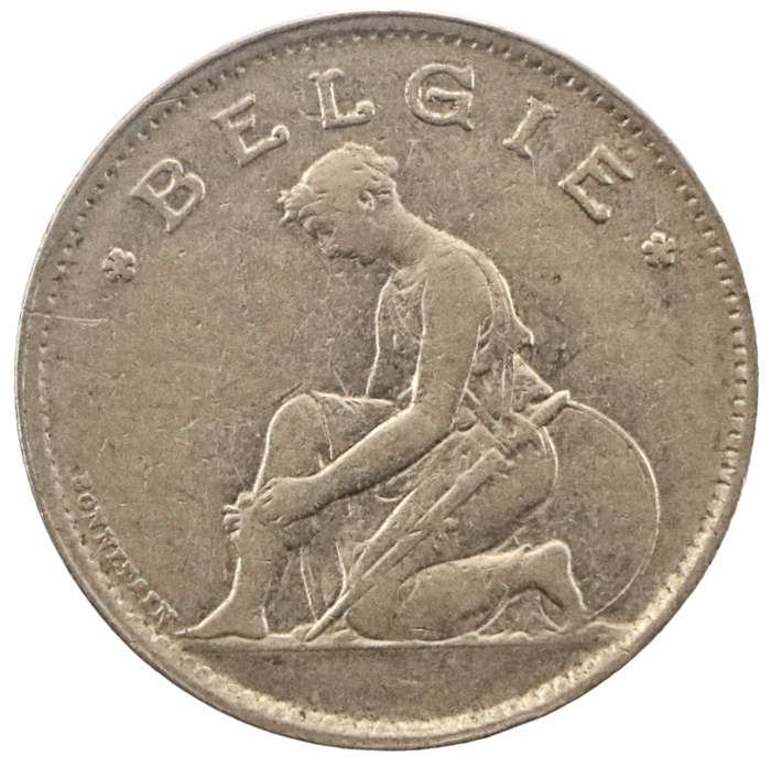 1928 Belgium 1 Franc Dutch text KM#90