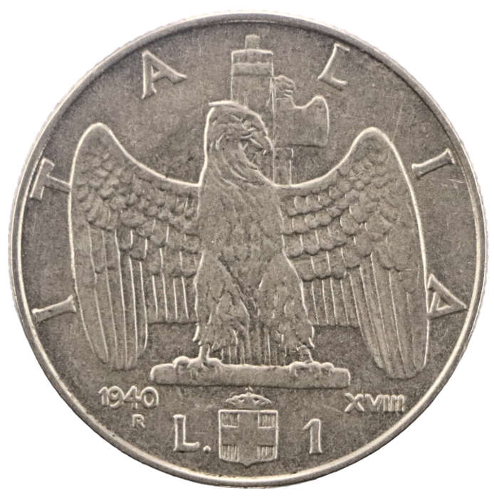 1940 Italy 1 Lira non-magnetic KM#77a