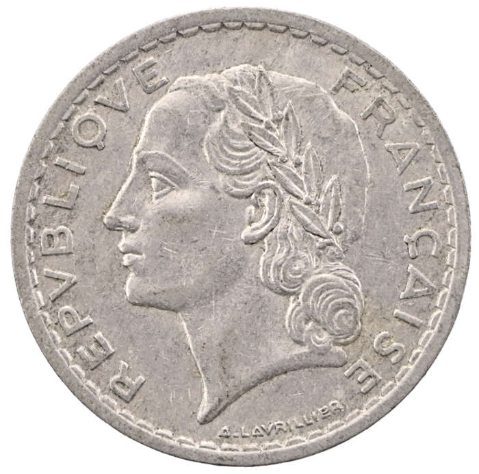 1949 France Aluminum 5 Franc KM#888b