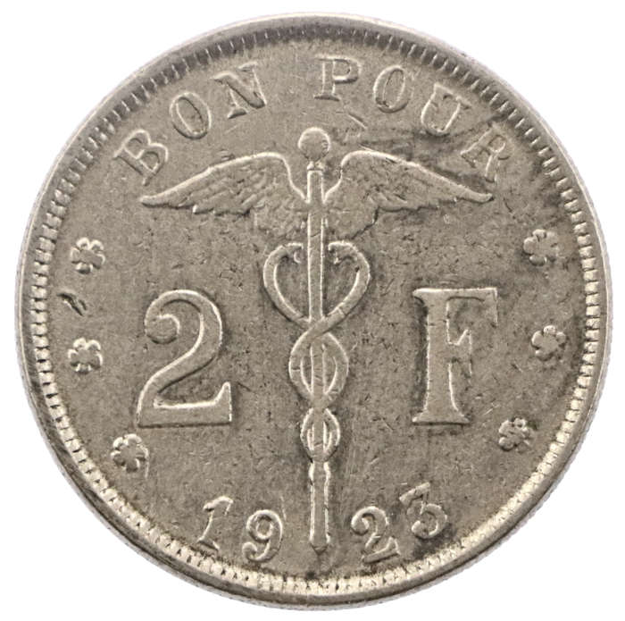 1923 Belgium 2 Francs, KM#91