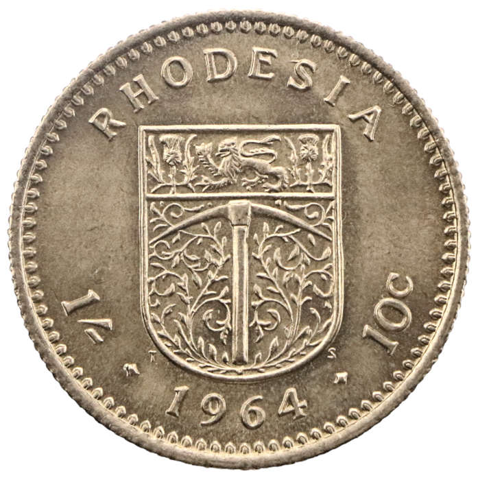 1964 Rhodesia 1 Shilling/10 Cent KM#2