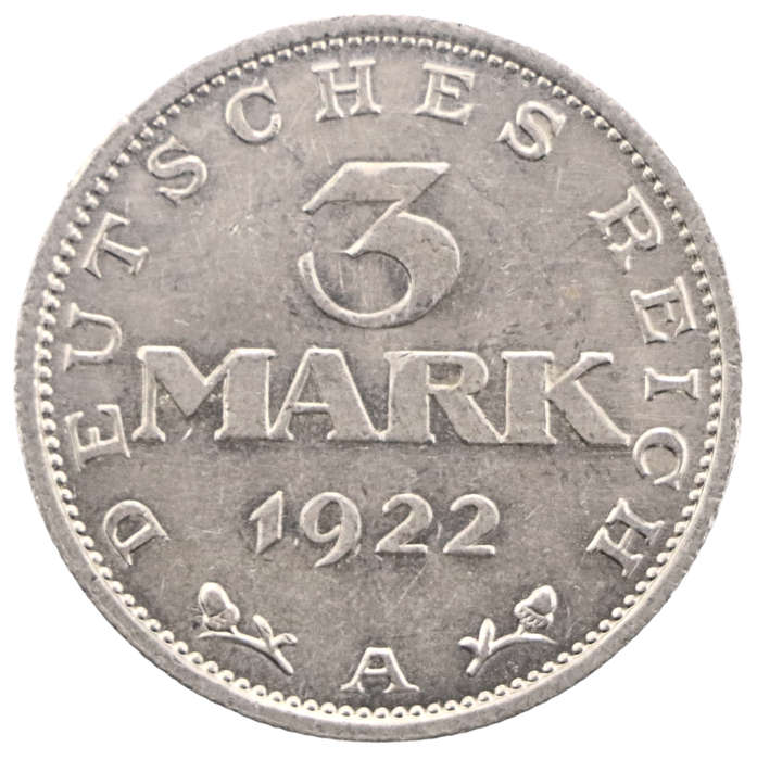 1922-A German Weimar Republic (Berlin) 3 Mark KM#29