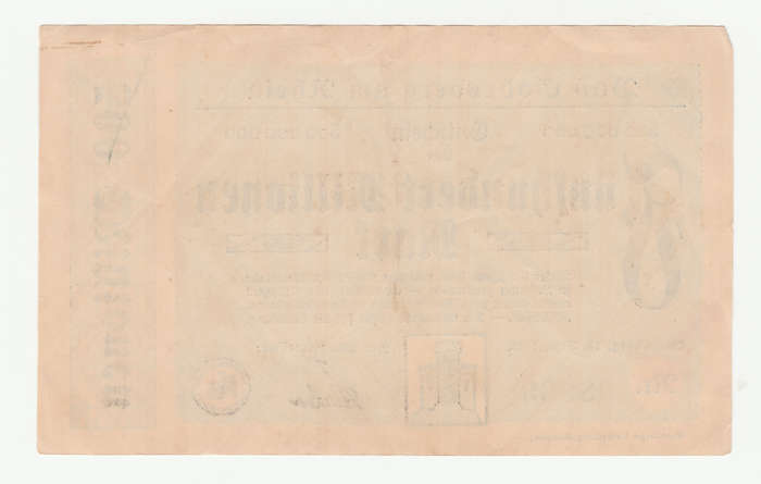 1923 German Stadt Godesburg 500 000 000 Mark, Lower Serial `08969`