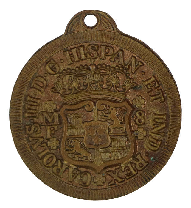 Undated medallion depicting the design of a Spanish 1765 8 Reales