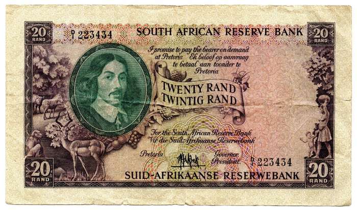 1961 South Africa Type 1 MH De Kock Fourth and Only Issue R20 `D1`