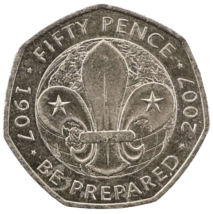 2007 Great Britain 50 Pence Centenary of the founding of the Scouting Movement KM#1073
