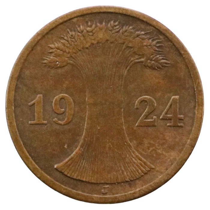 1924-J German Weimar Republic 2 Rentenpfennig