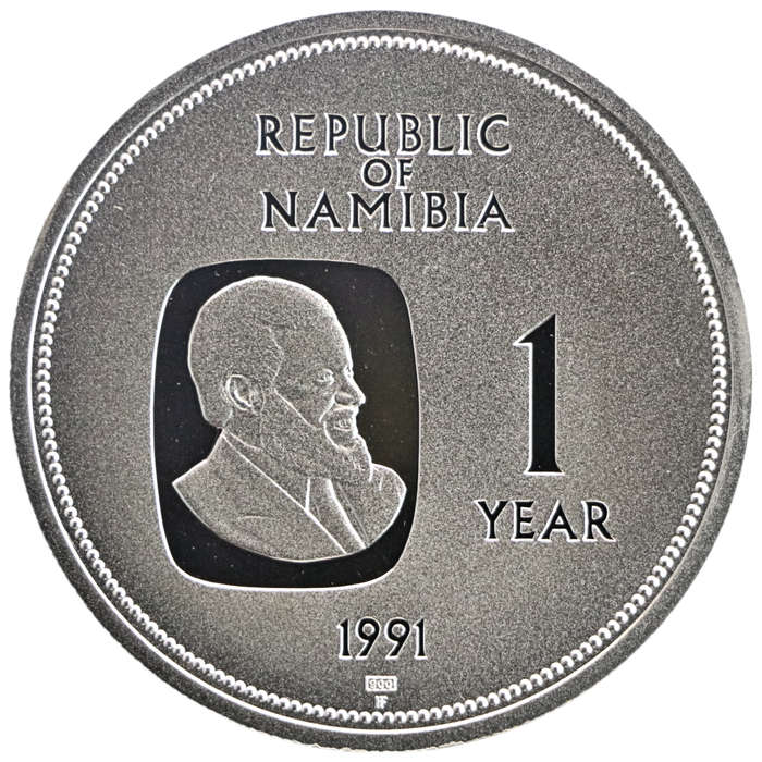1991 Namibia Proof 1 Year Independence .900 Silver medal