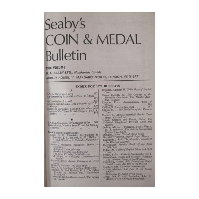 1976 Seaby`s Coin And Medal Bulletin- All 1976 Monthly Issues Hardcover w/o Dustjacket
