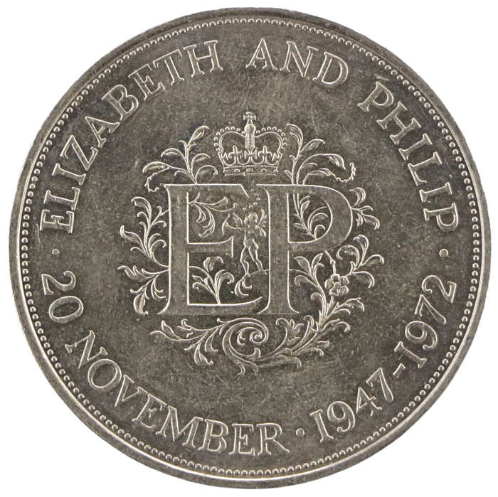 1972 Great Britain Commemorative 25 Pence, 25th wedding anniversary of Queen Elizabeth II and Prince