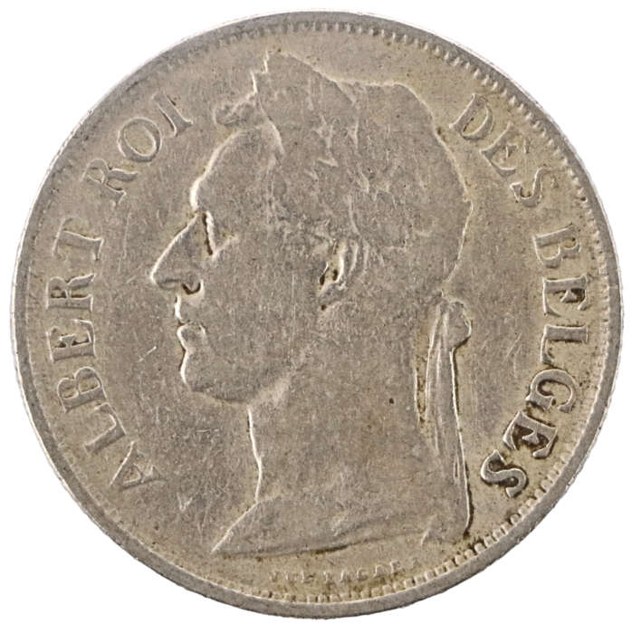 1927 Belgium Congo 1 Franc French text KM#20