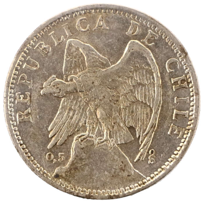 1927 Chile 1 Peso, Number 1 thick and mint thick Variety .500 Silver KM#171