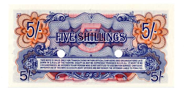 1948 British Armed Forces 5 Shilling, cancelled