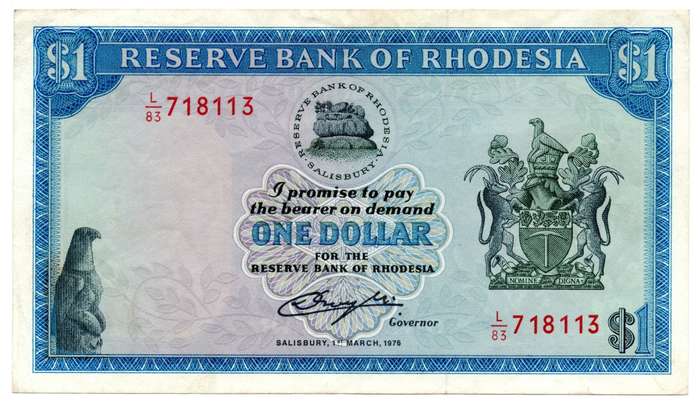 1976 Rhodesia 1 Dollar Pick#34a