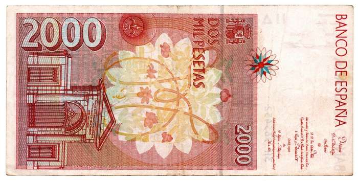 1996 Spain 2000 Pesetas Pick#164