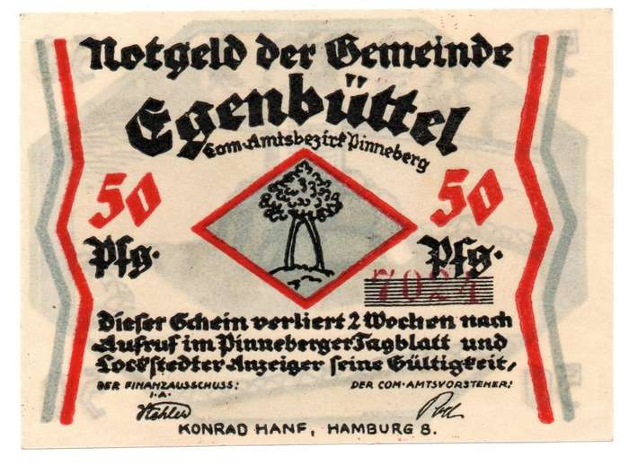 1914-20 German Municipality of Egenbüttel (Prussian province of Schleswig-Holstein) 50 Pfennig Local