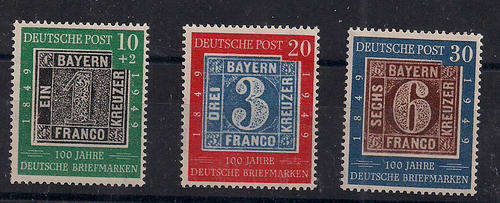 German first cent stamps. Complete 1949 mint set