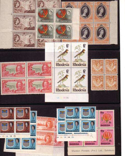 RHODESIA.1935-76.MIX.BLKS 6+4.**UM MINT. CAT R+-700
