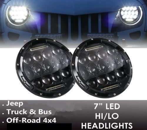 7" H4 Headlight - Dual Beam 75W H4 7" Round LED Headlight Set