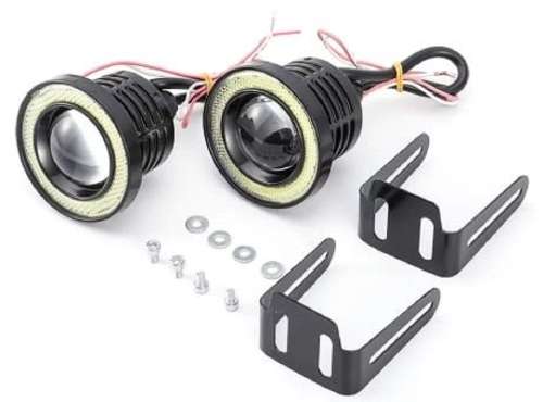 Fog Lights - LED Angel Eye Fog Light - 89mm White Fog + White Angel Right LED Fog Light