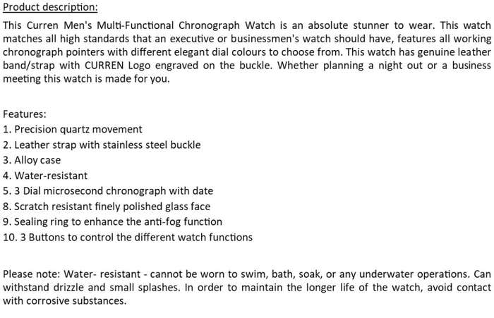 CURREN 8291 Chronograph Watch for Men