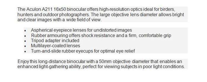 *RETAIL R3400* Nikon Aculon A211 16x50