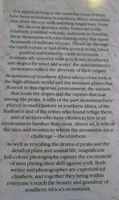 Mountains of Southern Africa Text David Bristow Photography Clive Ward - 166 pages