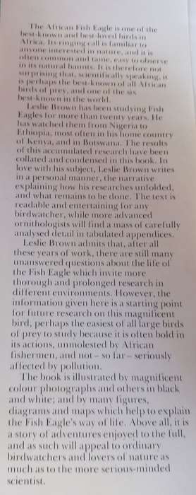 The African Fish Eagle - Leslie Brown - Hardcover - 168 pages