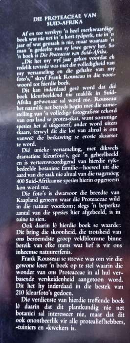 Die Proteaceae Van Suid-Afrika - Frank Rousseau - Hardcover - 110 Pages