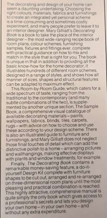 The Decorating Book (Contains Graph Paper) - Mary Gilliatt - Hardcover - 368 pages