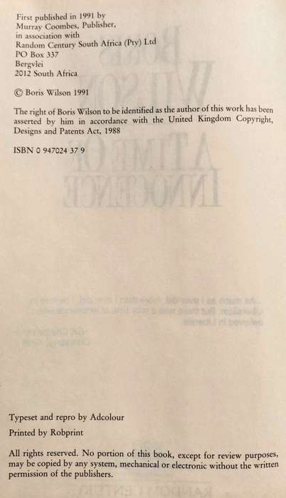 A Time of Innocence - Boris Wilson - Hardcover - 465 Pages