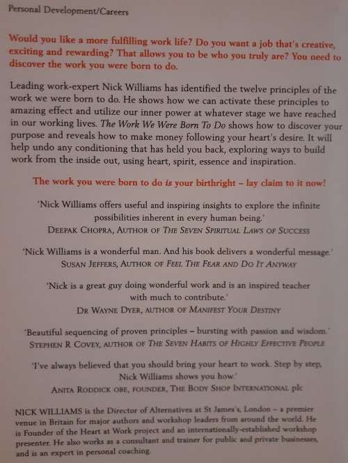 The Work We Were Born To Do - Nick Williams - Softcover - 381 pages