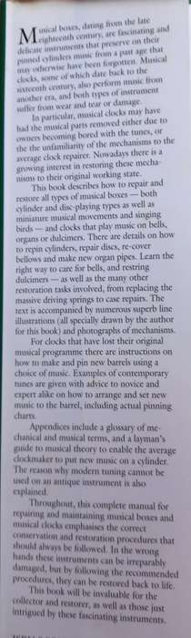 Restoring Musical Boxes & Musical Clocks - Arthur W J G Ord-Hume - Hardcover - 368 Pages