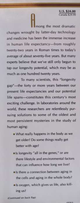 Longevity - The Science of Staying Young - Kathy Keeton - Hardcover - 332 Pages