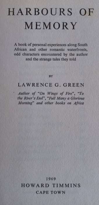 Harbours of Memory (1st Edition) - Lawrence G. Green - Hardcover - 255 Pages