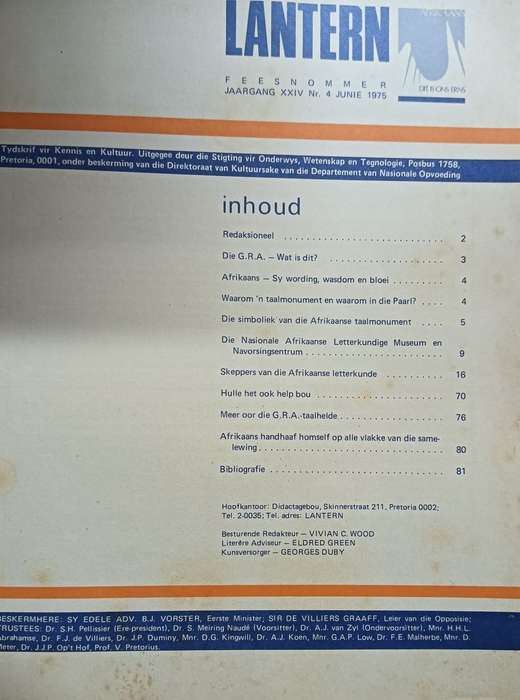 Lantern Jaargang XX1V no 4 Junie 1975 - Afrikaans - Sy Wording, Wasdom en Bloei