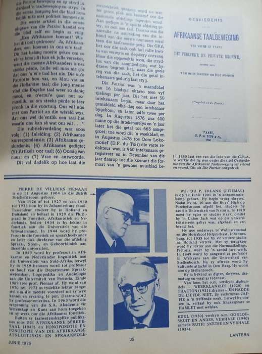 Lantern Jaargang XX1V no 4 Junie 1975 - Afrikaans - Sy Wording, Wasdom en Bloei