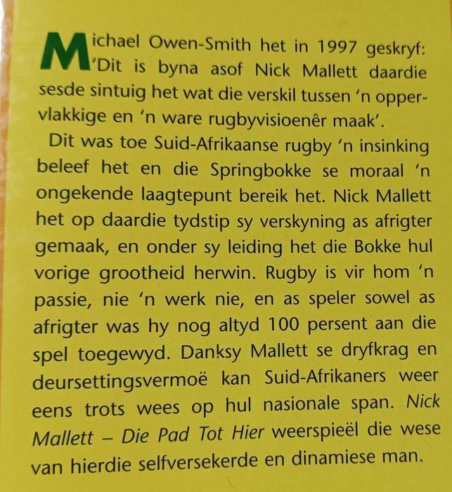 Nick Mallett Die Pad tot Hier - Paul Dobson - Softcover - 155 Pages