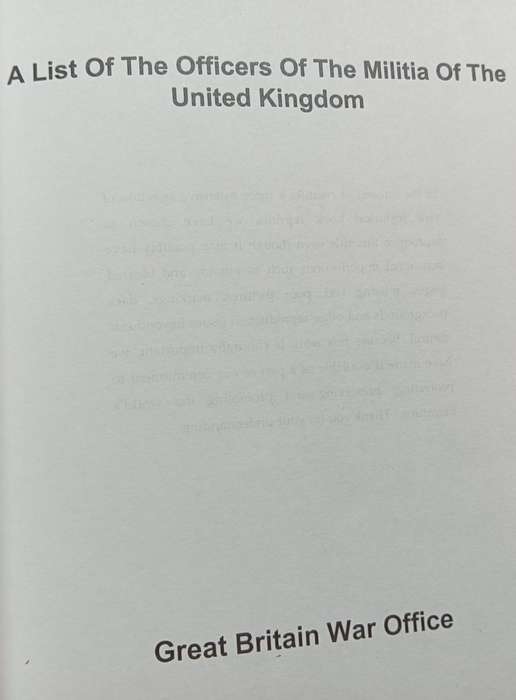 A List of The Officers of the Militia of the United Kingdom - British War Office - Softcover - 154 P