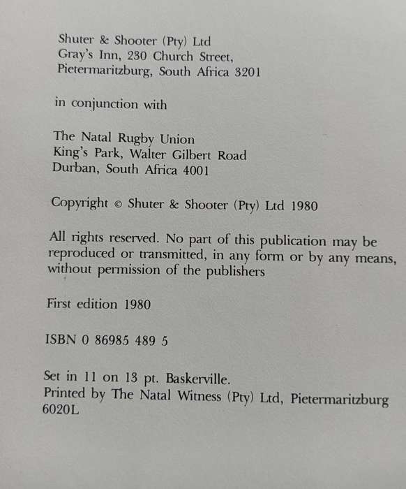 The Natal Rugby Story - Alfred Herbert - Hardcover - 444 pages