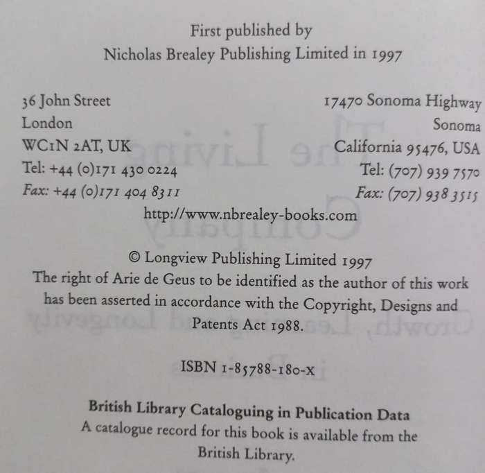 The Living Company - Arie de Geus - Hardcover - 254 pages