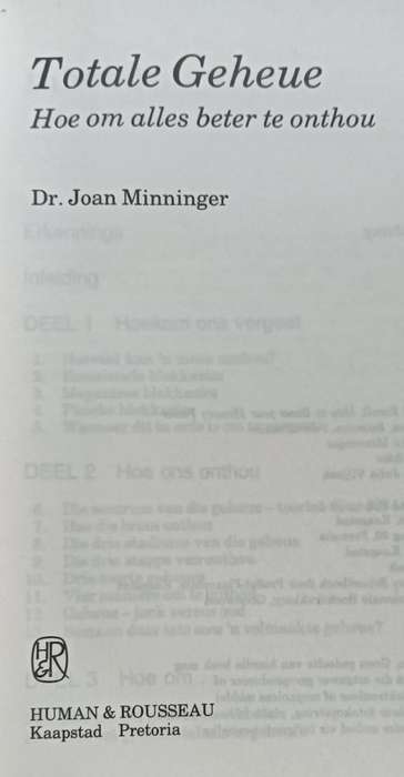 Totale Geheue - Dr Joan Minninger - Hardcover - 255 pages
