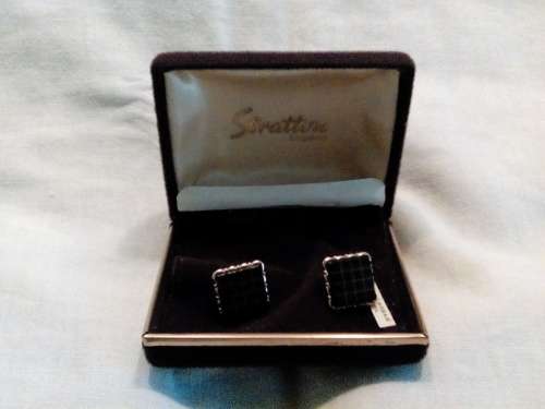 I HAVE AN EXQUISITE PAIR OF CUFF LINKS - STRATTON ENGLAND - GENUINE MACASSAR INLAID METAL!!