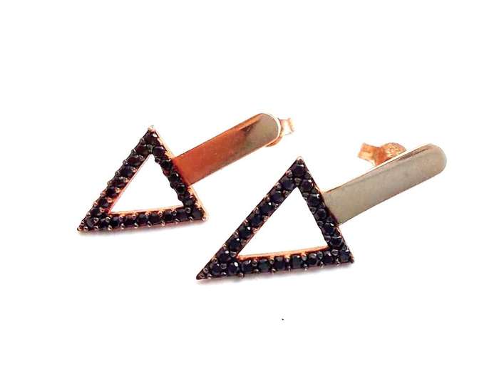 Authentic Rose Gold Turkish Earrings with Onyx Dots