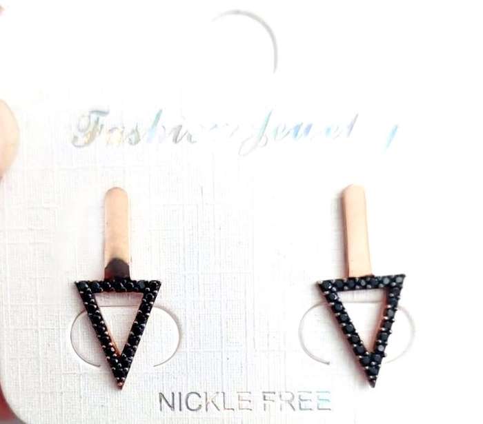 Authentic Rose Gold Turkish Earrings with Onyx Dots
