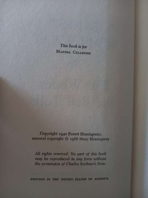 For Whom the Bell Tolls by Ernest Hemingway