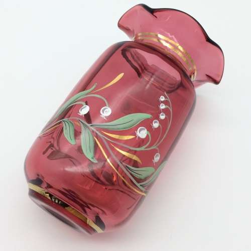 Attractive Vintage `Bohemia` Cranberry Glass Vase